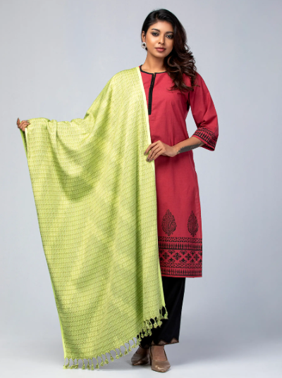 Green/Olive Handloom Viscose Shawl